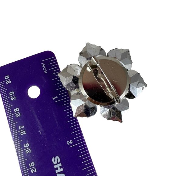 Sparkling Sapphire and Aurora Borealis crystal flower pin brooch - Picture 4 of 4